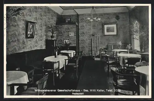 AK Wilhelmshaven, Gesellschaftshaus, Restaurant, Innenansicht