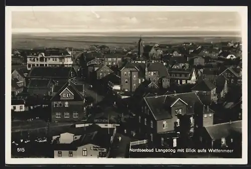 AK Langeoog, Panoramablick mit Wattenmeer