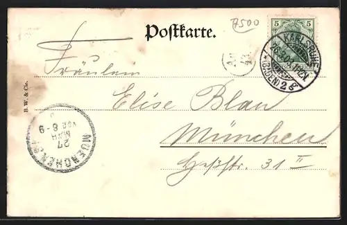 AK Karlsruhe i. B., Hotel Grüner Hof, Bes. Hellmuth Deter, Stadtgartensee