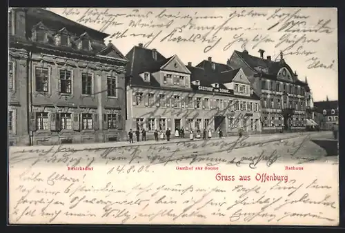 AK Offenburg, Gasthof zur Sonne, Bezirksamt, Rathaus
