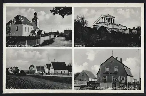 AK Barbing, Gasthaus Jos. Huber, Walhalla, Siedlung