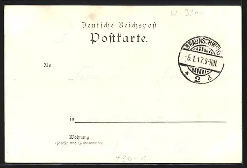 Lithographie Braunschweig, Soldat in Uniform, Ortsansicht