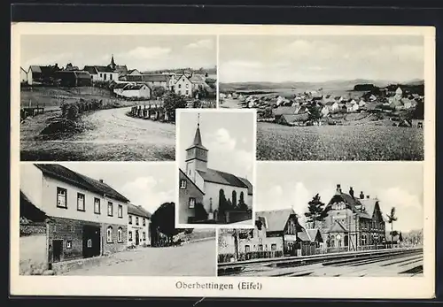 AK Oberbettingen /Eifel, Bahnhof, Gasthaus zur Linde, Bes. Jak. Koll