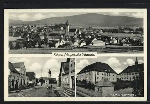 AK Eslarn, Tillyplatz und Centralschulhaus, Totalansicht