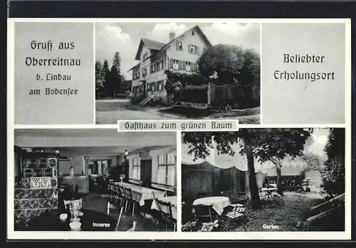 AK Oberreitnau b. Lindau am Bodensee, Gasthaus zum grünen Baum, Bes. Karl Schmerkel