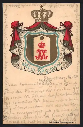 Lithographie Flensburg, Mein Regiment, Wappen