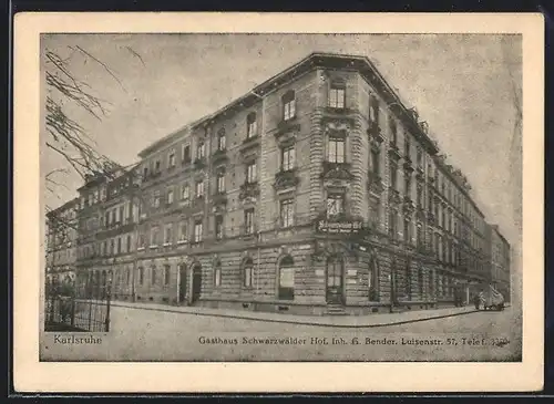 AK Karlsruhe, Gasthaus Schwarzwälder Hof, Luisenstrasse 57
