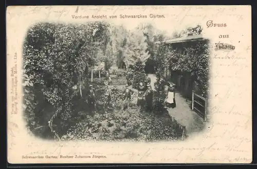 AK Mölln, Vordere Ansicht vom Gasthaus Schwaarckes Garten