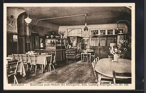 AK Schwann, Gasthaus zum Hirsch mit Metzgerei