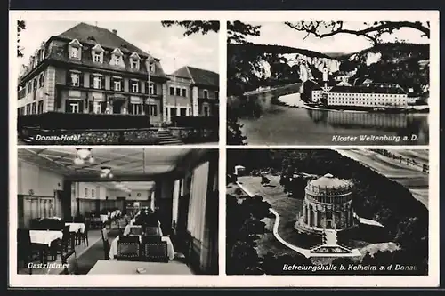 AK Saal, Donau-Hotel, Gastzimmer, Aussen- u. Innenansicht, Kloster Weltenburg, Befreiungshalle