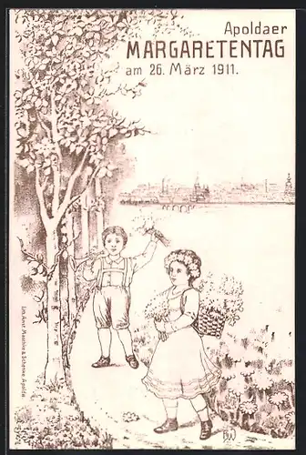 Künstler-AK Apolda, Margaretentag am 26. März 1911