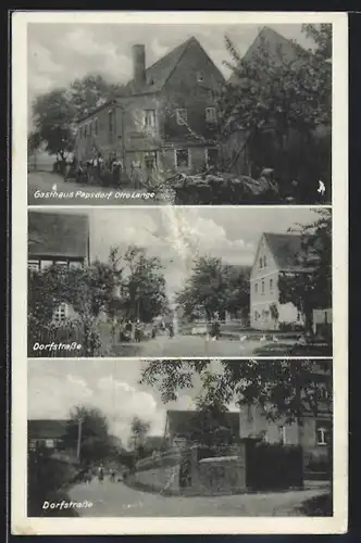 AK Papsdorf, Gasthaus v. Otto Lange, Dorfstrasse