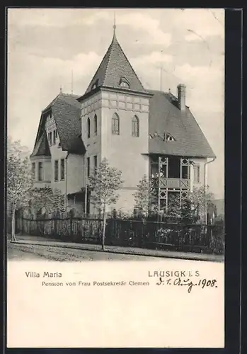 AK Lausigk i. S., Hotel-Pension Villa Maria von Frau Clemen
