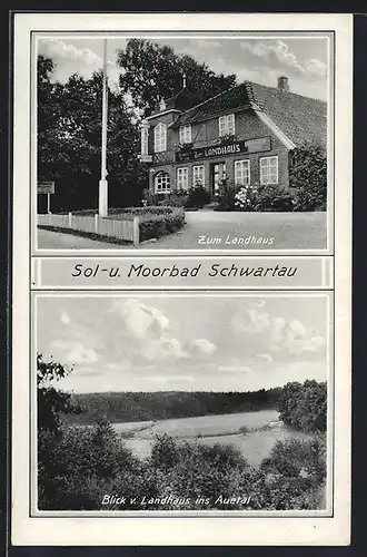 AK Schwartau, Hotel Zum Landhaus, Blick v. Landhaus ins Auetal
