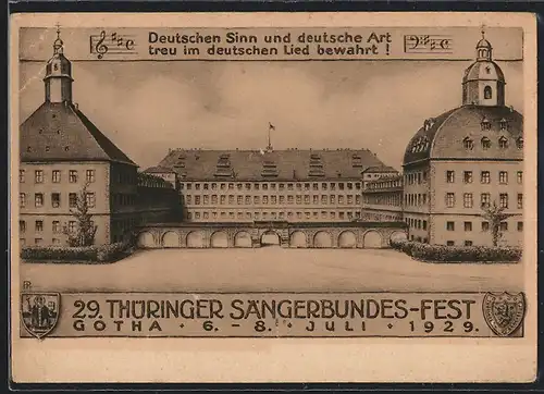 AK Gotha, 29. Thüringer Sängerbundesfest 1929, Schloss Friedenstein, Wappen