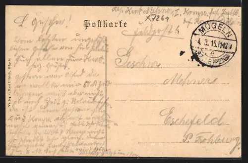 AK Mügeln, Gasthaus Thüringer Hof, Ortsansicht