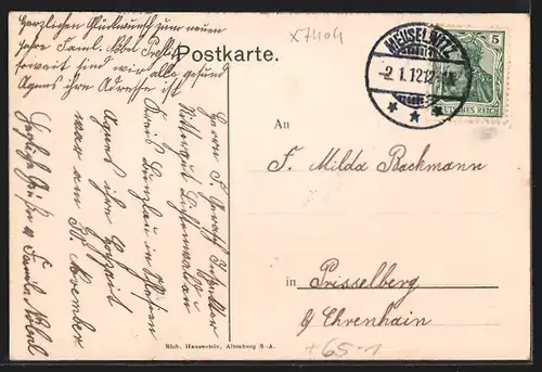 AK Meuselwitz, Bahnhof, Rathaus, Orangerie, Bismarckhöhe