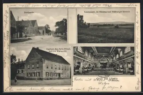 AK Lüptitz, Gasthaus, Ortspartie, Totalansicht