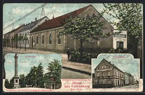 AK Falkenberg, Hotel Preussischer Hof in der Bahnhofstrasse, Lindenstrasse