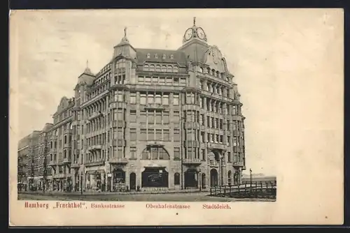 AK Hamburg-Hammerbrook, Hotel Fruchthof am Stadtdeich, Bankstrasse Ecke Oberhafenstrasse