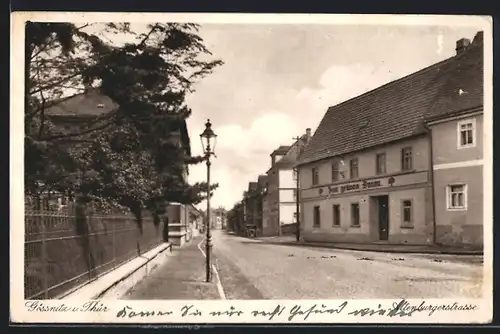AK Gössnitz i. Thür., Strassenpartie Zum grünen Baum