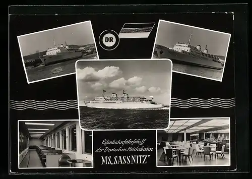 AK MS Sassnitz, Eisenbahnfährschiff der Deutschen Reichsbahn