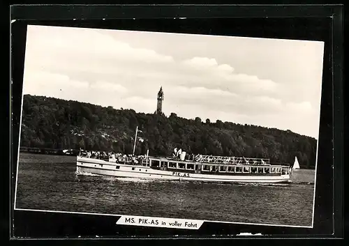 AK MS Pik-As in voller Fahrt, Grunewaldturm