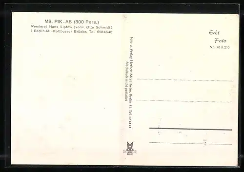 AK MS Pik-As in voller Fahrt, Grunewaldturm