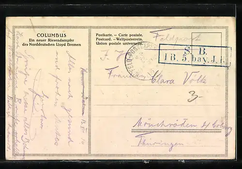 AK Riesendampfer Columbus vor Anker
