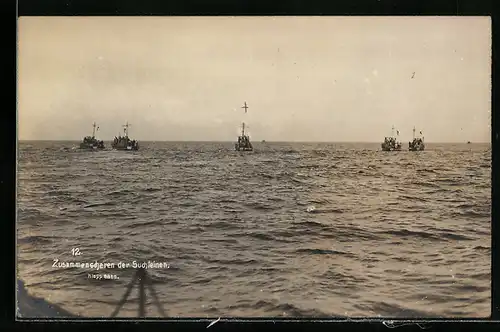 AK Zusammenscheren der Suchleinen, Minensucher