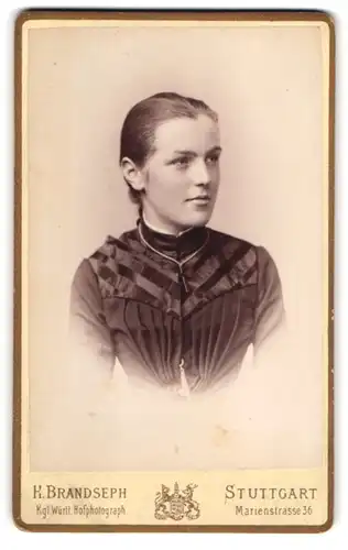 Fotografie Hermann Brandseph, Stuttgart, Marienstrasse 36, Junge Dame im Kleid mit Kreuzkette