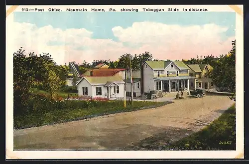 AK Mountain Home, PA, Post Office, Toboggan Slide in distance