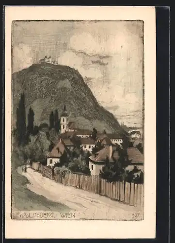 Künstler-AK Wien, Strasse zum Leopoldsberg