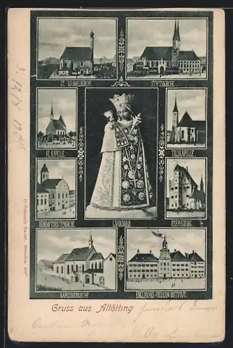 AK Altötting, Hl. Kapelle, Gandenbild, St. Michaelskirche, Tillkapelle