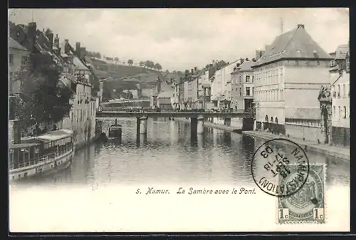 AK Namur, La Sambre avec le Pont