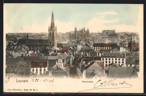 AK Louvain, Panorama mit Kirche