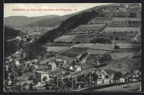 AK Steindöbra bei Klingenthal, Aschberg mit Blick nach dem Ort