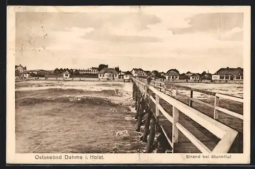 AK Dahme i. Holst., Strand bei Sturmflut