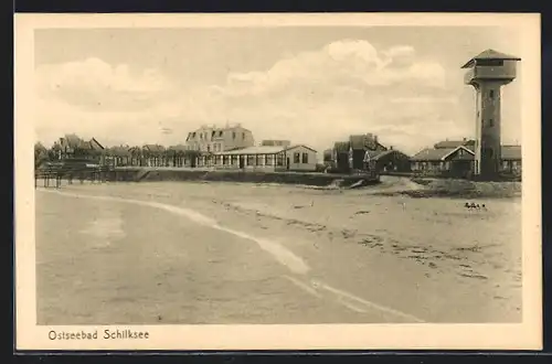 AK Kiel-Schilksee /Ostsee, Strandpartie mit Leuchtturm