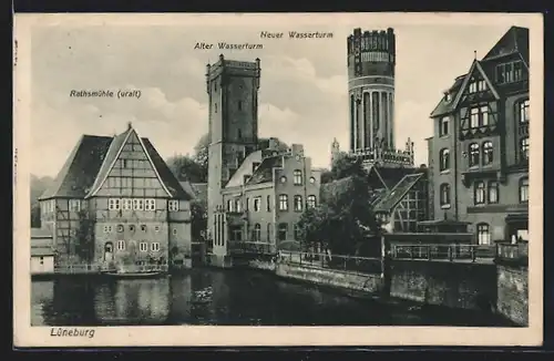 AK Lüneburg, Rathsmühle, Alter Wasserturm, Neuer Wasserturm