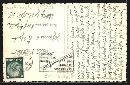 AK Westerland, Strandleben im Gasthaus