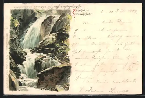 AK Blick auf den Wasserfall in der Ravennaschlucht