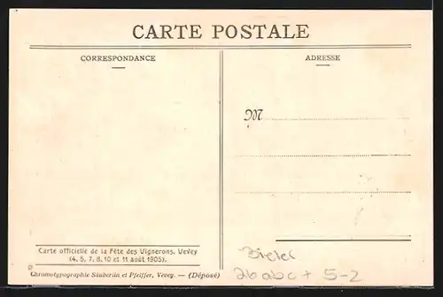 Künstler-AK Vevey, Fete des Vignerons 1905, Le Char de Pales