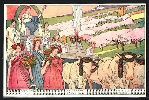 Künstler-AK Vevey, Fete des Vignerons 1905, Le Char de Pales