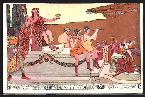 Künstler-AK Vevey, Fete des Vignerons 1905, le Char de Bacchus