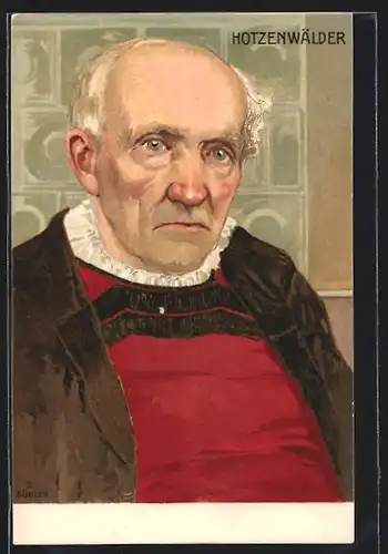 Künstler-AK Waldshut, Alter Hotzenwälder in Schwarzwälder Tracht