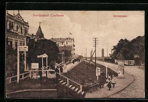 AK Cuxhaven, Nordseebad, Deichstrasse mit Hotel Kaiserhof