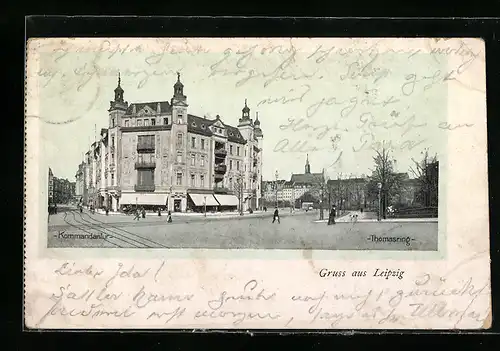 AK Leipzig, Strasse Thomasring mit Kommandantur