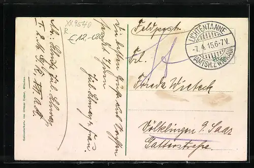 AK Zwickau, Kaserne des 133. Regiments, Blick auf Gebäude am Teichufer