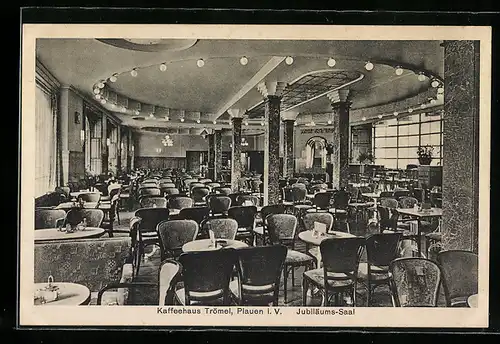 AK Plauen i. V., Cafe Trömel, Jubiläums-Saal, Innenansicht